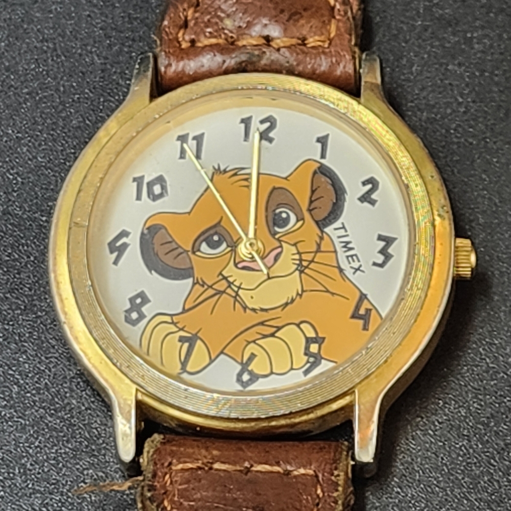 Vintage Timex/Disney Simba Lion King Analog Watch Braided Leather New Battery